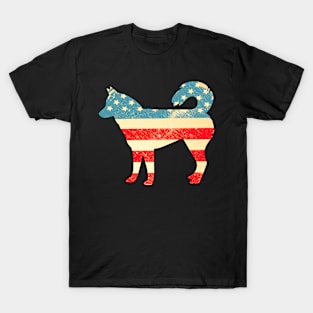 American Flag Siberian Husky T-Shirt